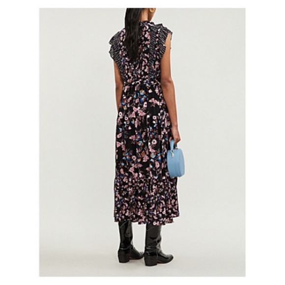 SANDRO Bouna Sleeveless Floral Ruffle Dress - Picture 2 of 10